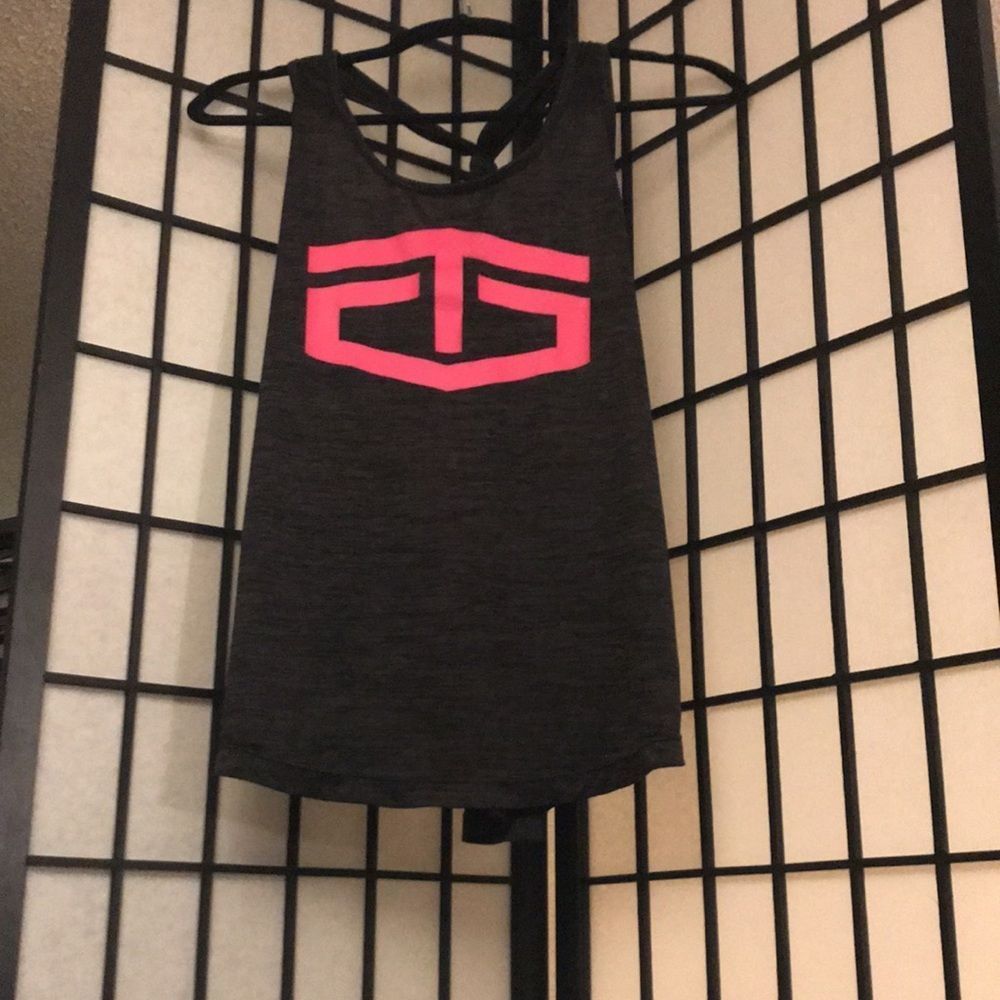 Women’s Tapout Dark Grey and bright pink logo tank
